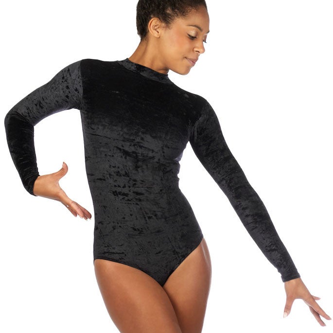 Crushed Velvet Long Sleeve Turtleneck Leotard Dance Emporium